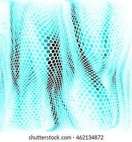 Spotted wave grid blue and white ink grunge brush vector illustration background
