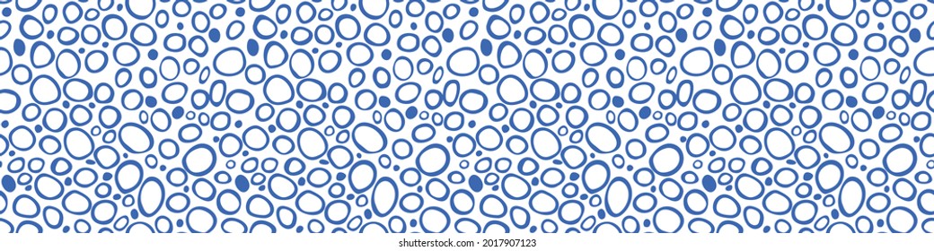 Spotty abstract vector seamless pattern. Random rings, dots, circles, spots, stains, bubbles, stones. Design for fabric, funny cute print. Irregular random texture. Repetitive graphic background