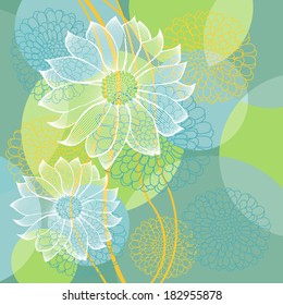Spotty background with flowers. Background with abstract striped flowers. Soft colors floral composition. Vector is EPS8, all elements are grouped by colors.