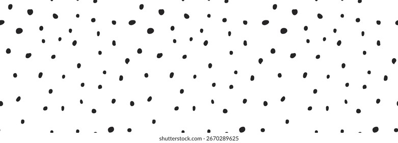 Fondo de textura negro sin fisuras con patrón de punto irregular. Vector con repetición aleatoria.