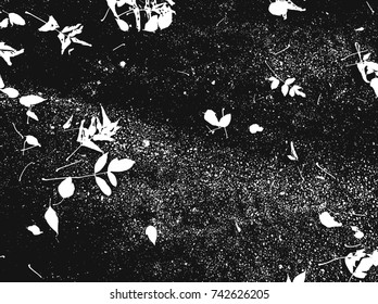 Spotty surface. White, black background with leaves