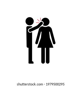 Spousal Abuse Icon. Domestic Family Violence and Discrimination Woman. Humiliation, Conflict, Quarrel and Hate concept. Vector illustration.