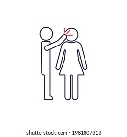 Spousal Abuse Line Icon. Domestic Family Violence and Discrimination Woman. Humiliation, Conflict, Quarrel and Hate concept. Editable stroke. Vector illustration.