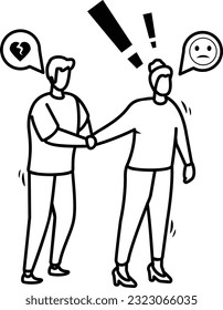 Spousal Disagreement vector outline icon design, Mood and feeling symbol, Emotional Characters sign, Social issues scene stock illustration, Man and Woman Sorting Things Out concept