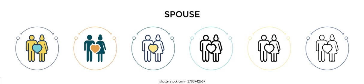 Spouse icon in filled, thin line, outline and stroke style. Vector illustration of two colored and black spouse vector icons designs can be used for mobile, ui, web