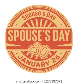 Spouses Day, January 26, rubber stamp, vector Illustration