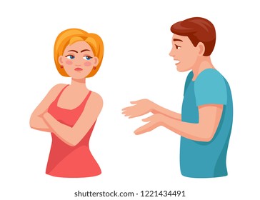 spouses swear. The woman is offended, the man is justified. Husband and wife sort things out. husband and wife quarrel.