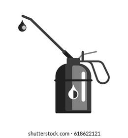 Spout oiler can applicator, used for fill lubricant oil into the rotate point of machine. Oil industry equipment, flat vector illustration isolated