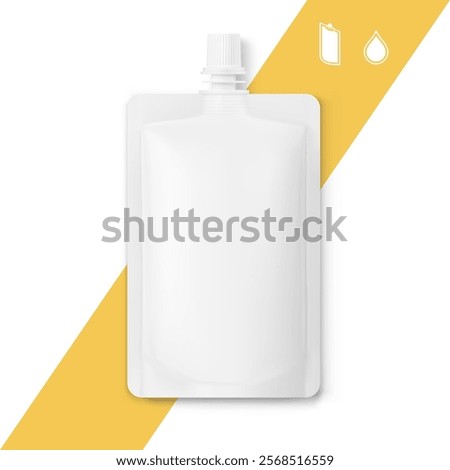 Spout pouch packaging bag mockup. Vector illustration on colour background. Front view. Can be use for template your design, presentation, promo, ad. EPS10.	