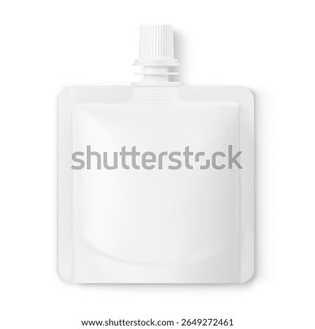 Spout pouch packaging bag mockup. Vector illustration isolated on white background. Front view. Can be use for template your design, presentation, promo, ad. EPS10.	