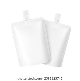 Spout pouch packaging mockups. Vector illustration isolated on white background. Front view. Can be use for template your design, presentation, promo, ad. EPS10 svg