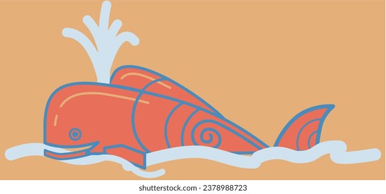 espiando ballena naranja en el océano