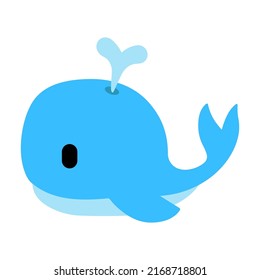 Spouting whale emoji icon flat symbol. Isolated fish illustration