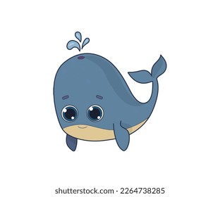 Spouting whale vector isolated color icon. Spouting whale animal vector icon. Spouting whale icon