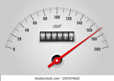 Sppedometer dashboard with dometer miles counter. Vector illustration.