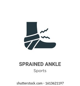 Sprained ankle glyph icon vector on white background. Flat vector sprained ankle icon symbol sign from modern sports collection for mobile concept and web apps design.