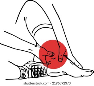 Sprained Ankle People hurt Hand drawn Line art Illustration	