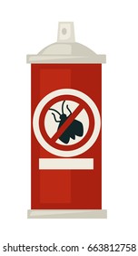 Spray against isects in red bottle isolated illustration