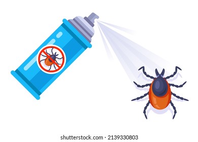 spray against ticks. destroy insects. spray insect repellant. flat vector illustration.