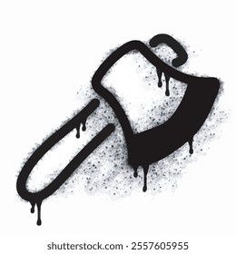 Spray ax icon isolated on white background. Oversprayed ax icon in black on white. Vector illustration.