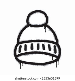 Spray beanie icon isolated on white background. Oversprayed beanie graffiti icon in black on white. Vector illustration.