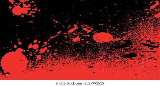 spray black background red paint, spill red paint on black background