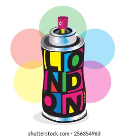 Spray boottle  London typography, t-shirt graphics, vectors