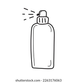 Spray bottle, air freshener or aerosol vector. Spraypaint or hairspray outline symbol isolated on white background. Vector Illustration