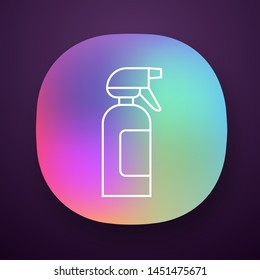 Spray bottle app icon. Dump sprayer for hair. Hairdressing instrument. Professional hairstyling. Hairstylist accessory. UI/UX user interface. Web or mobile application. Vector isolated illustration