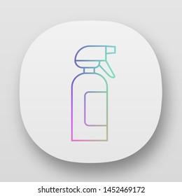 Spray bottle app icon. Dump sprayer for hair. Hairdressing instrument. Professional hairstyling. Hairstylist accessory. UI/UX user interface. Web or mobile applications. Vector isolated illustrations