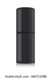 Spray bottle black color with thick cap isolated on white. Ideal for Deodorant product branding and other job.