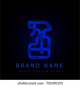 Spray bottle blue chromium metallic logo