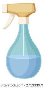 A spray bottle with a blue liquid inside