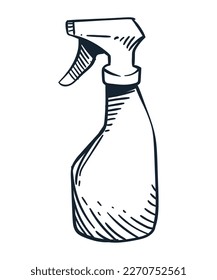 spray bottle cleaning doodle icon