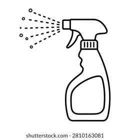 Spray bottle with cleaning mist line icon. Line icon on a white background