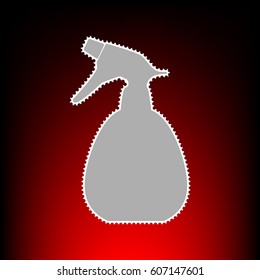 Spray bottle for cleaning sign. Postage stam or old photo style on red-black gradient background.