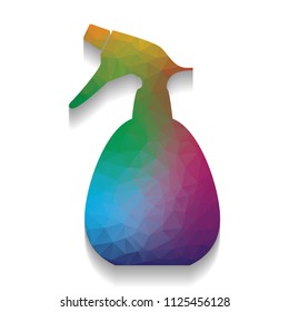 Spray bottle for cleaning sign. Vector. Colorful icon with bright texture of mosaic with soft shadow on white background. Isolated.