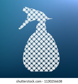 Spray bottle for cleaning sign. Vector. White textured icon at lapis lazuli gradient background.