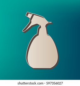 Spray bottle for cleaning sign. Vector. Icon printed at 3d on sea color background.