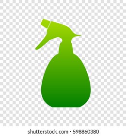 Spray bottle for cleaning sign. Vector. Green gradient icon on transparent background.