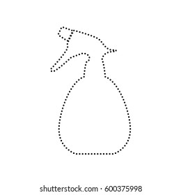 Spray bottle for cleaning sign. Vector. Black dotted icon on white background. Isolated.