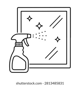 Spray bottle cleaning window icon. minimalist line icon on a white background
