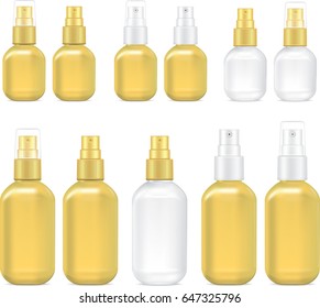 Spray bottle cosmetic gold.vector