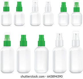 Spray bottle cosmetic white cap green.vector