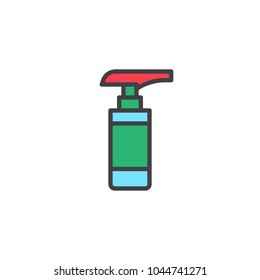 Spray bottle filled outline icon, line vector sign, linear colorful pictogram isolated on white. Cleanser dispenser symbol, logo illustration. Pixel perfect vector graphics