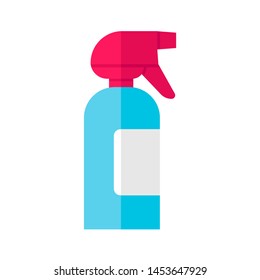 Spray bottle flat design long shadow color icon. Dump sprayer for hair. Hairdressing instrument. Professional hairstyling. Hair moisturizing during haircut. Vector silhouette illustration