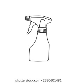  spray bottle for the garden on a white background. For agriculture and watering plants and vegetables. Flat design objects without fill. Vector and stock illustration.