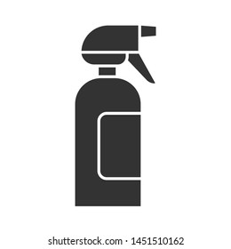 Spray bottle glyph icon. Dump sprayer for hair. Hairdressing instrument. Professional hairstyling. Hairstylist accessory. Silhouette symbol. Negative space. Vector isolated illustration