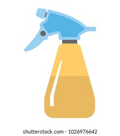 
A spray bottle with half filled liquid, flat vector icon 
