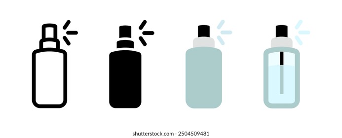 Spray bottle icon. Aerosol spray can vector illustration. Men's perfume, deodorant or lotion symbol. Graffiti paint sign. Transparent glass cylinder spray bottle isolated pictogram.